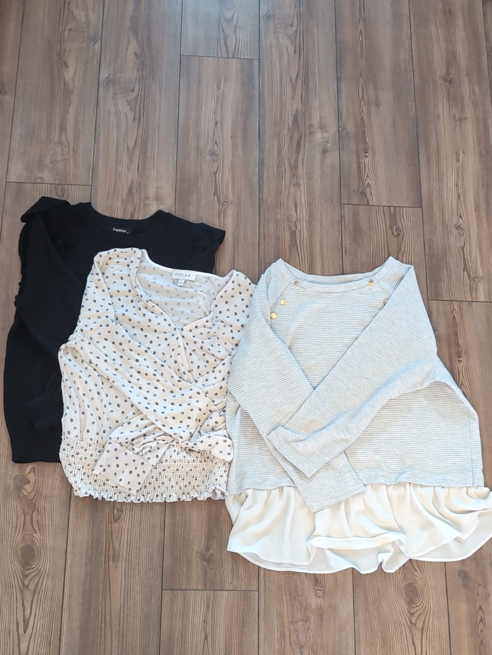 LOFT Light Gray GITTI Stylish White Black Polka Dots FASHION Black